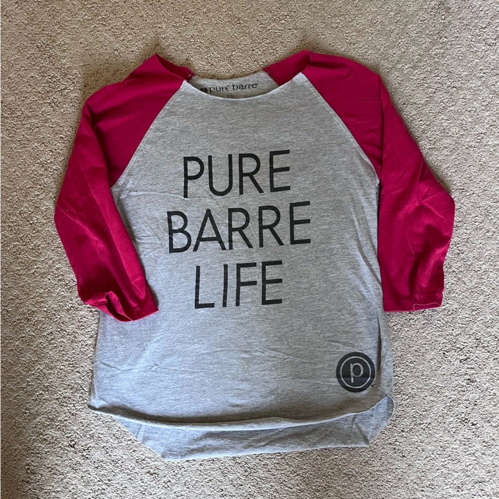 Pure Barre Gray and Pink Long Sleeve Tee
